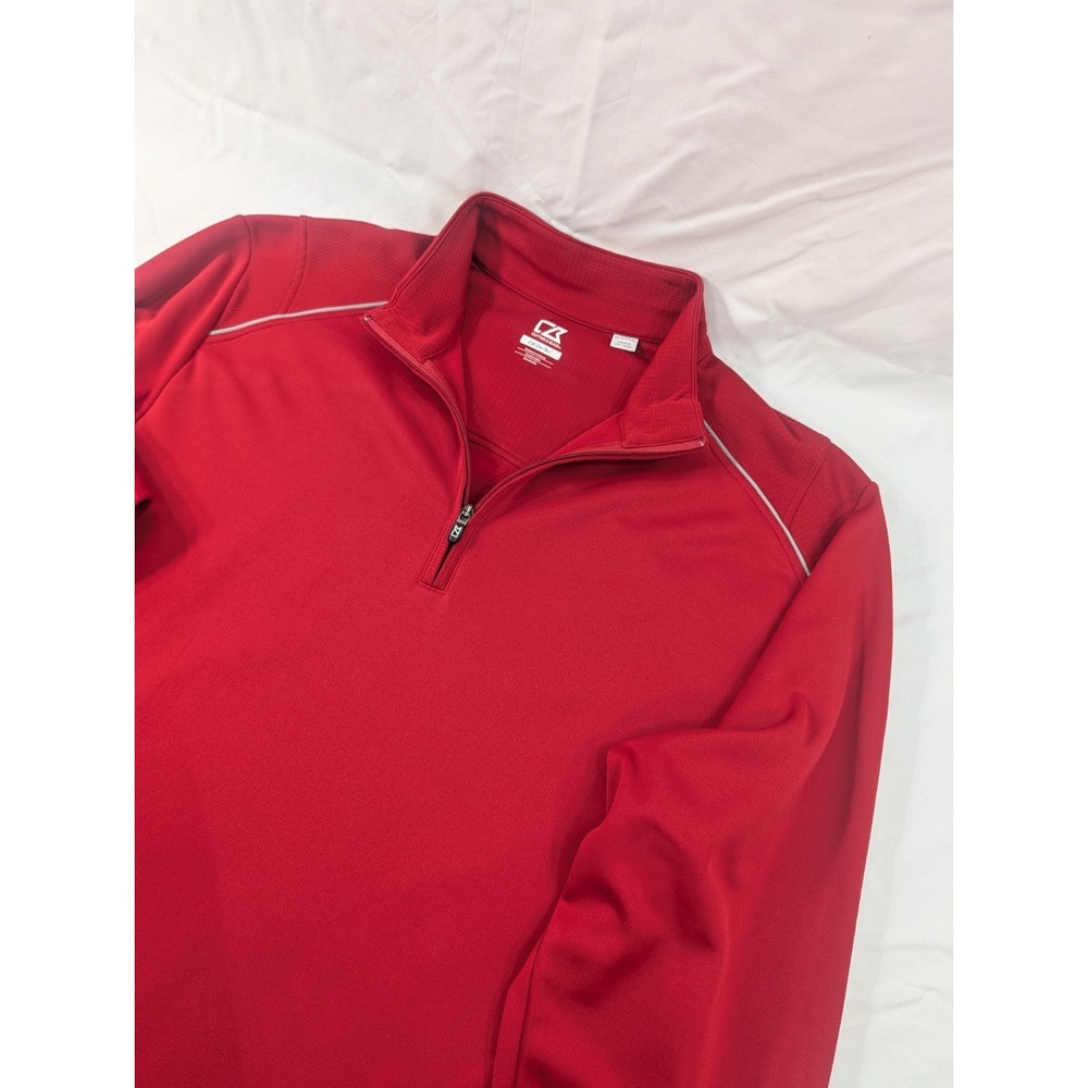 Cutter & Buck Mens XXXL‎ Red DryTec Quarter Zip Pullover Golf Sweater Heather